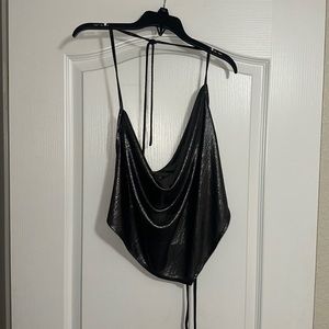 WOMENS MÉDIUM SILVER SHEER HALTER